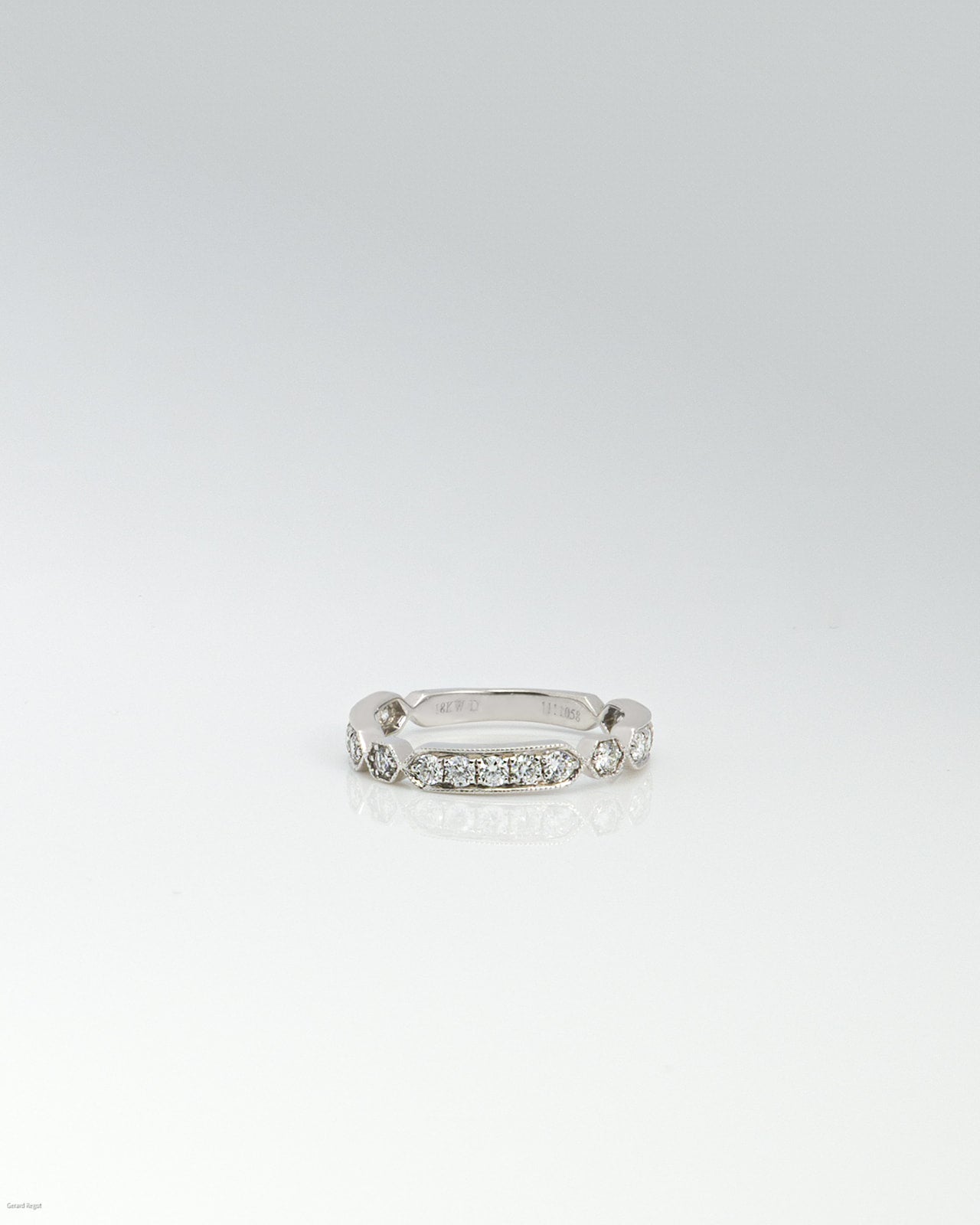 Beaded Edge Diamond Stacking Band in White Gold