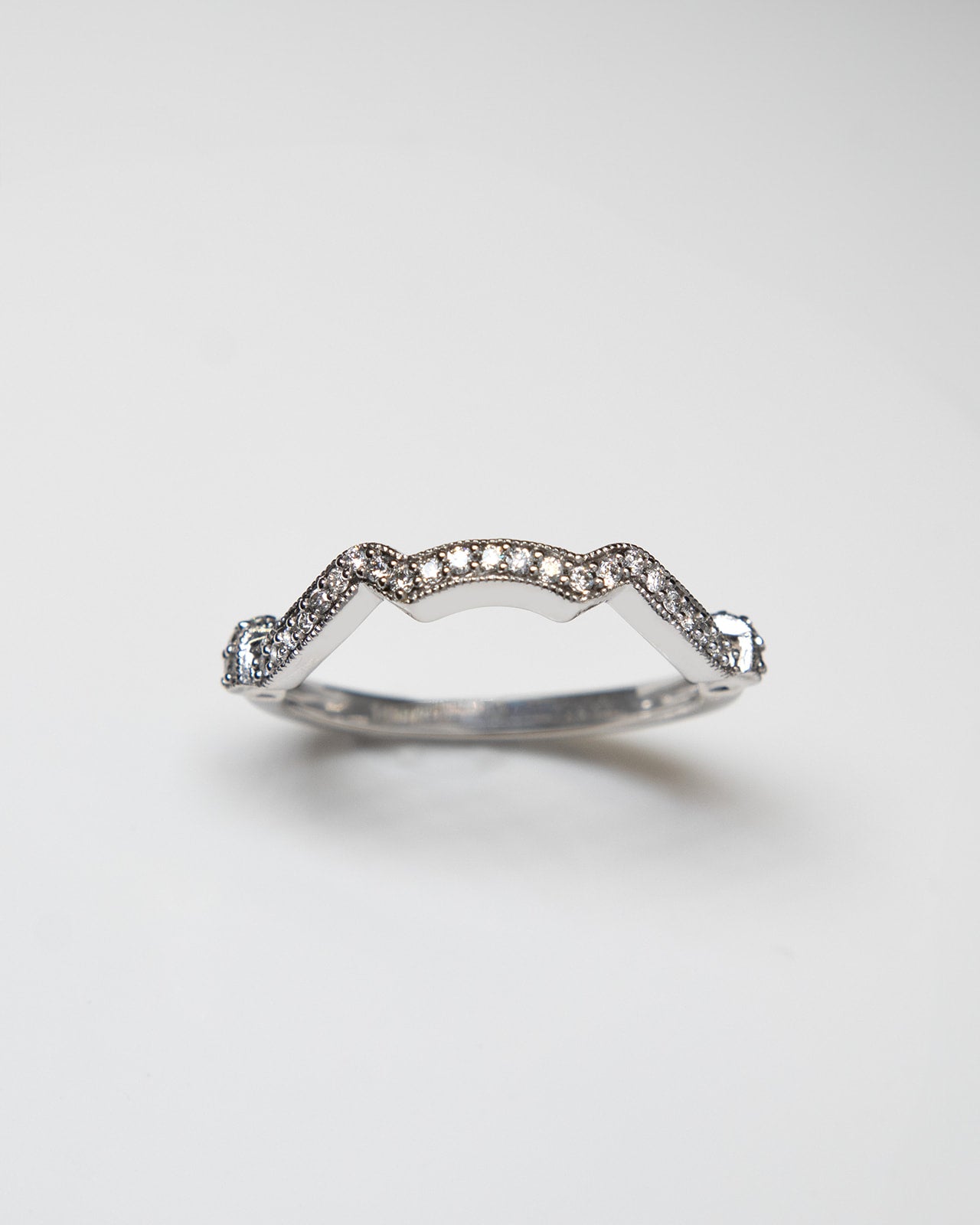 Beaded Edge Diamond Band in White Gold