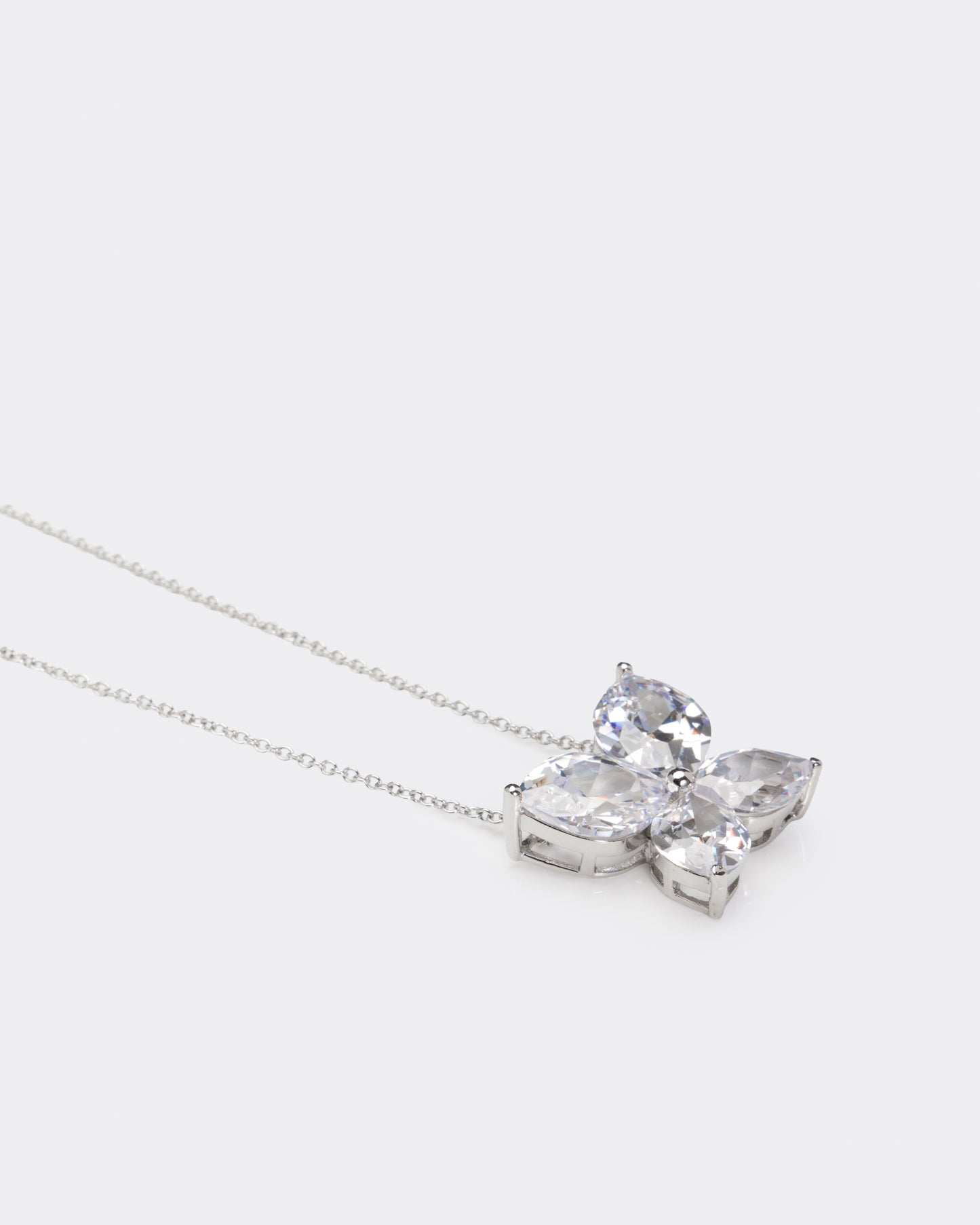 Rhodium Plated Sterling Silver & CZ Butterfly Pendant