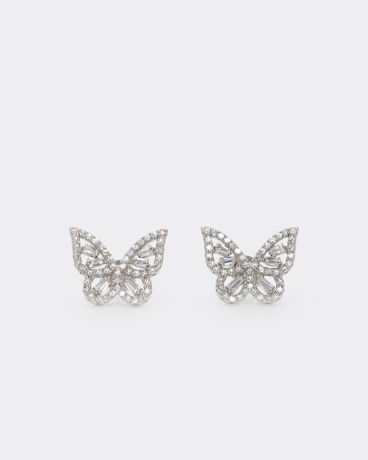 Rhodium-plated Butterfly Stud Earrings in Sterling Silver
