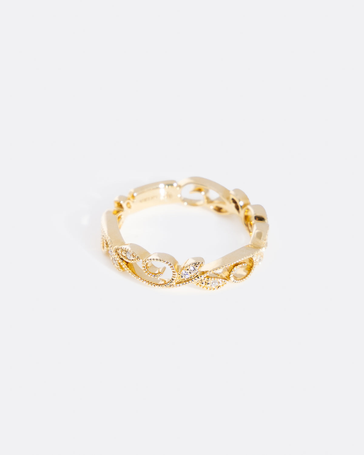 Diamond Filigree Diamond Band in Yellow Gold