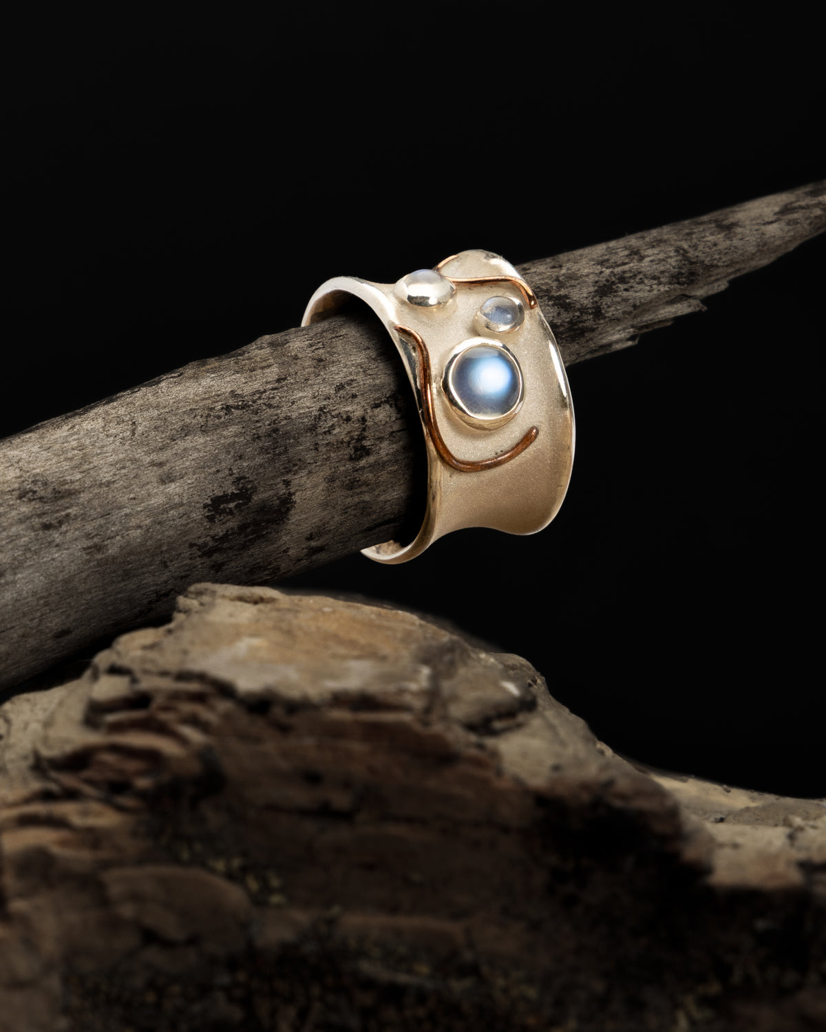 Moonstone Drops Ring in Sterling Silver