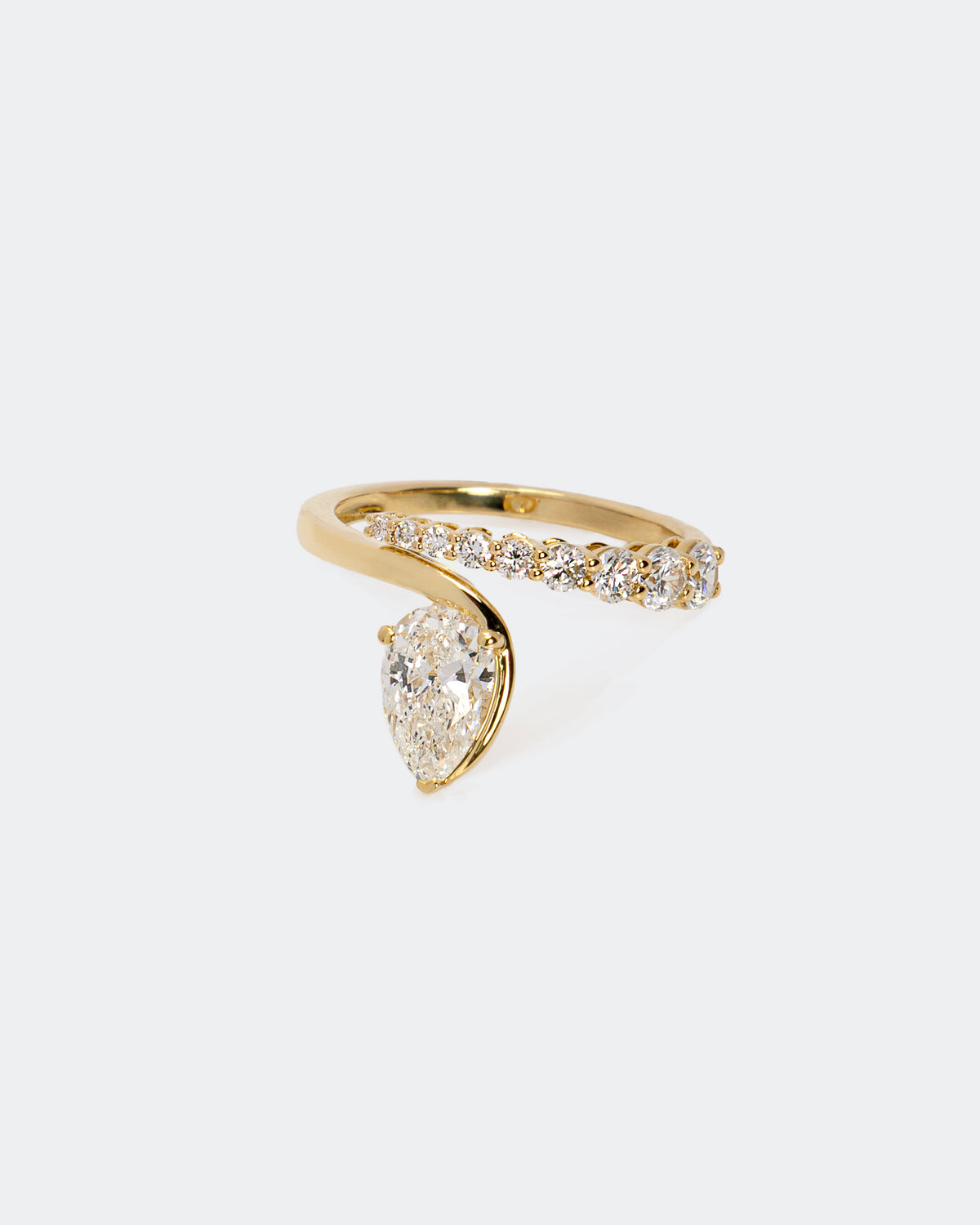Pear Diamond Bypass Ring in Yellow Gold