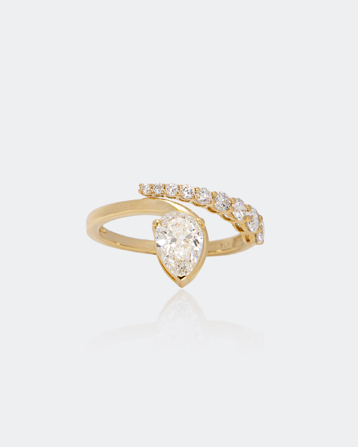 Pear Diamond Bypass Ring in Yellow Gold