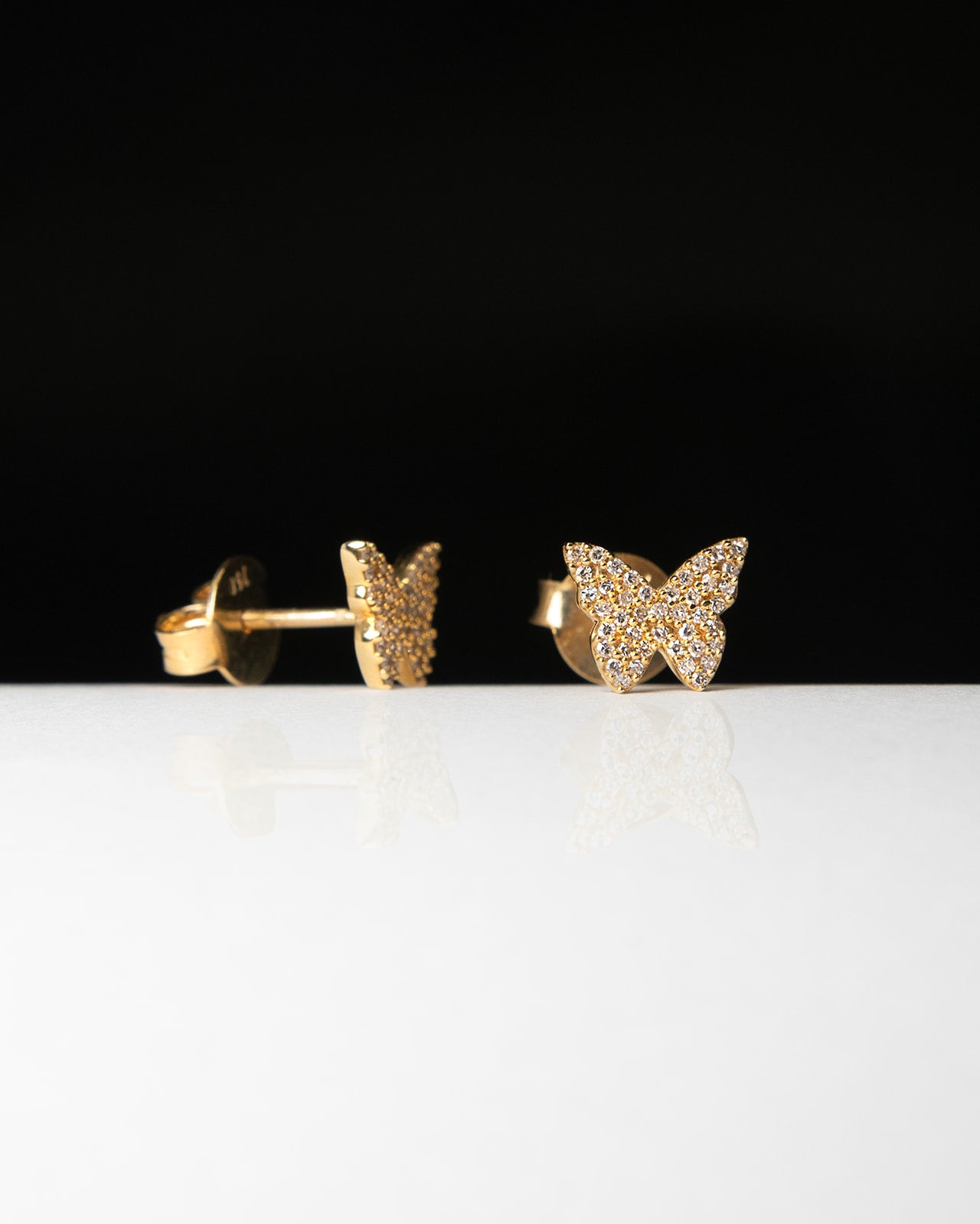 Diamond Butterfly Earrings in Yellow Gold