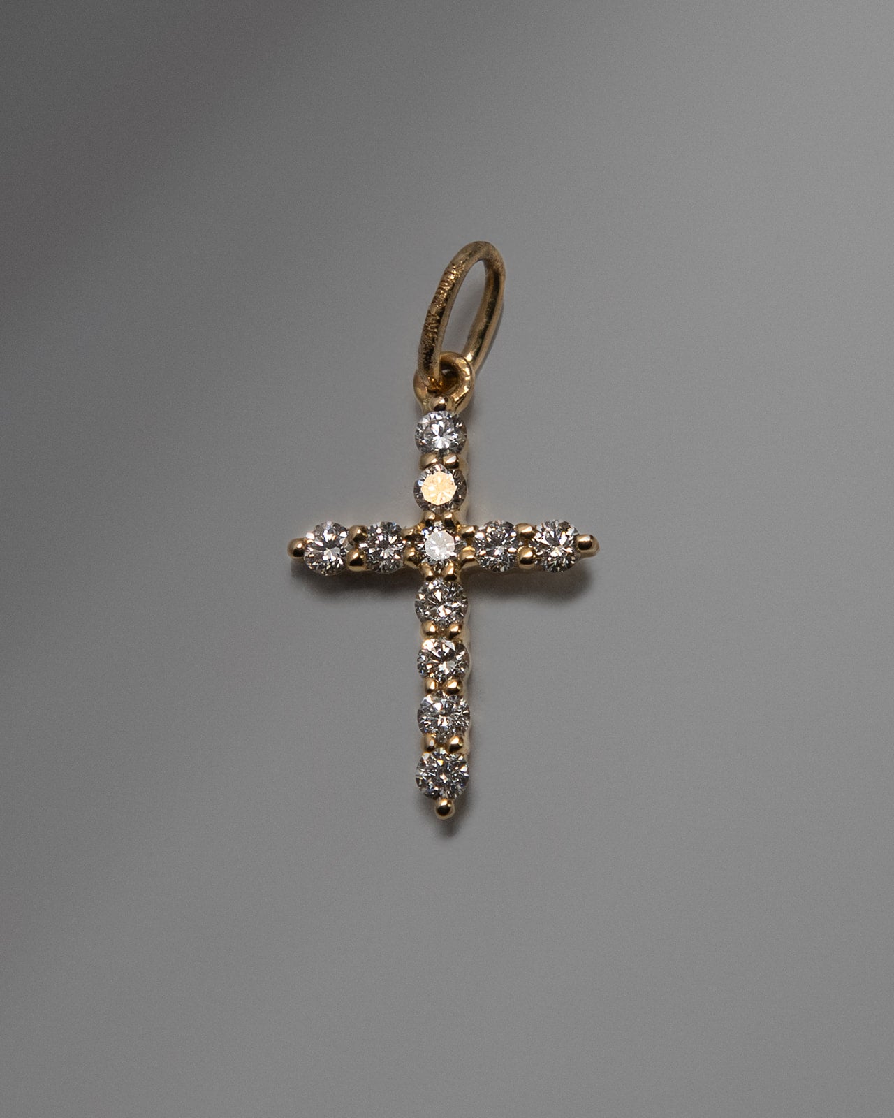 11 Diamond Cross Pendant in Yellow Gold