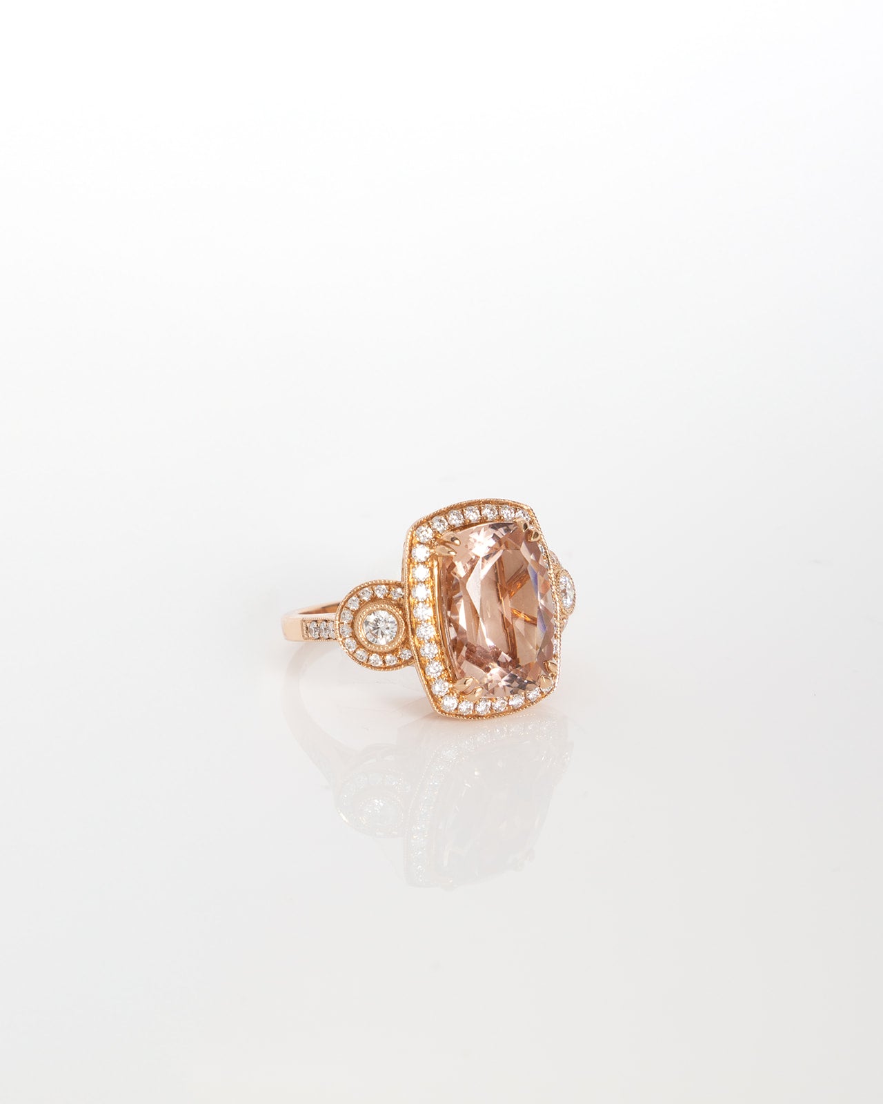Morganite and Diamond Ring in Rose Gold