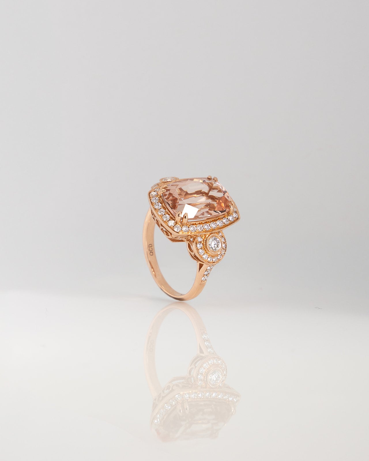 Morganite and Diamond Ring in Rose Gold