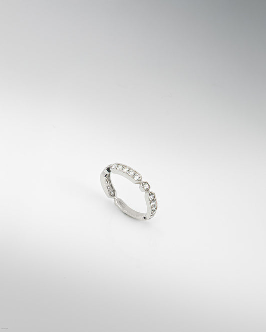 Beaded Edge Diamond Stacking Band in White Gold