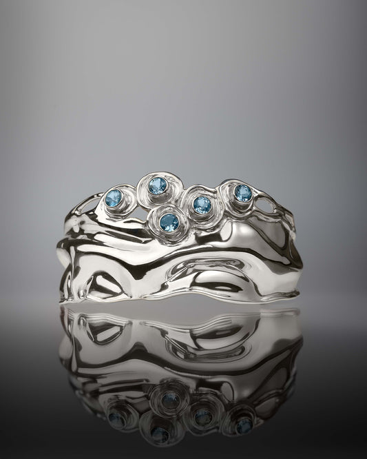 Ocean Waves Blue Topaz Cuff in Sterling Silver