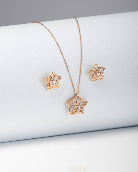Flower Stud Diamond Earrings in Rose Gold