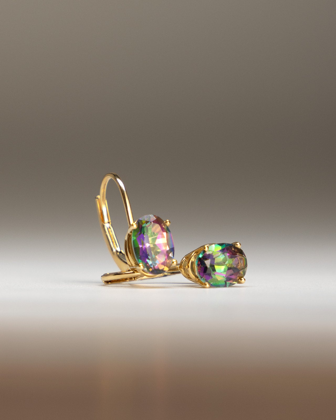 Mystic Topaz Basket Earrings in Yellow Gold
