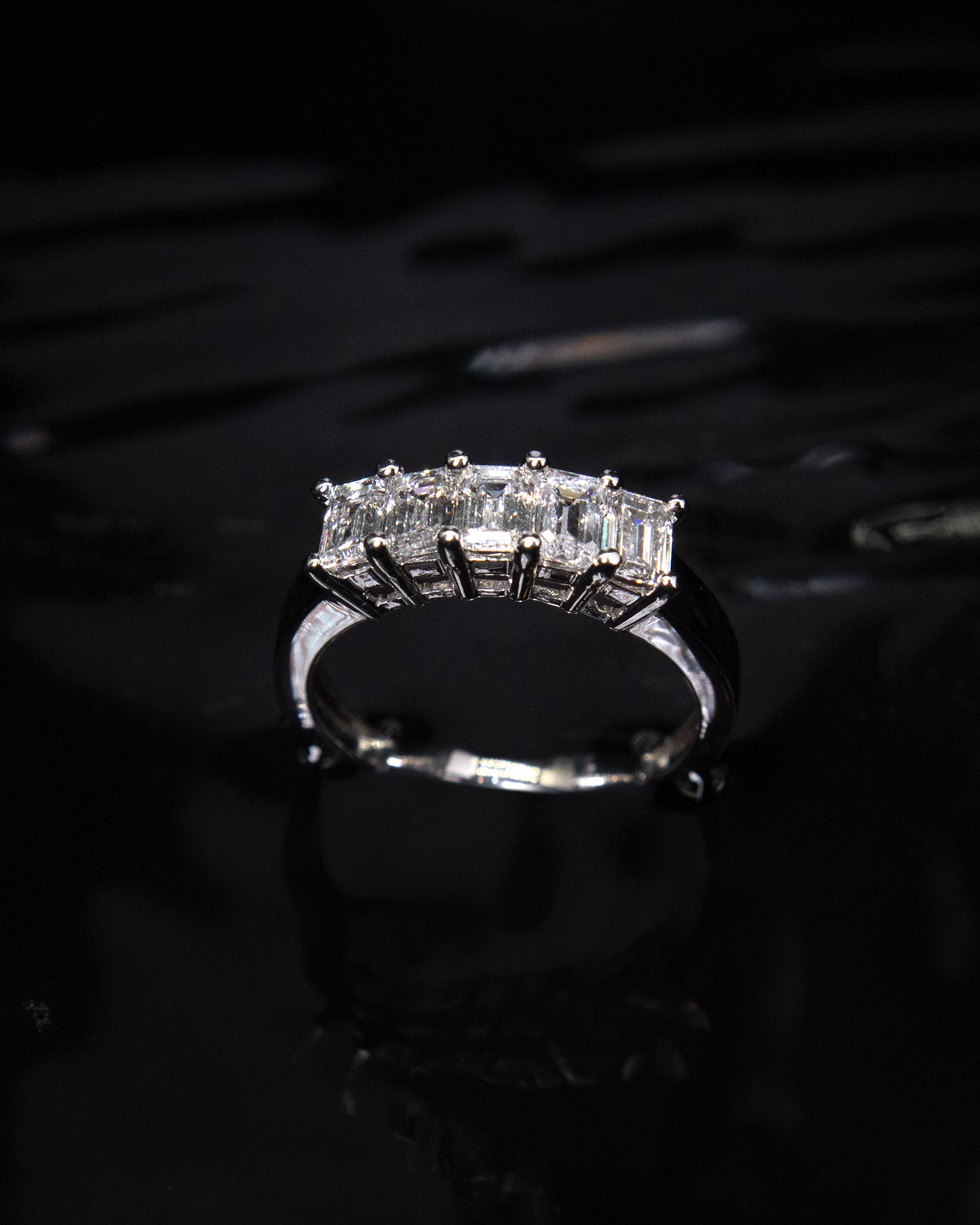5 Baguette Diamond Ring in White Gold
