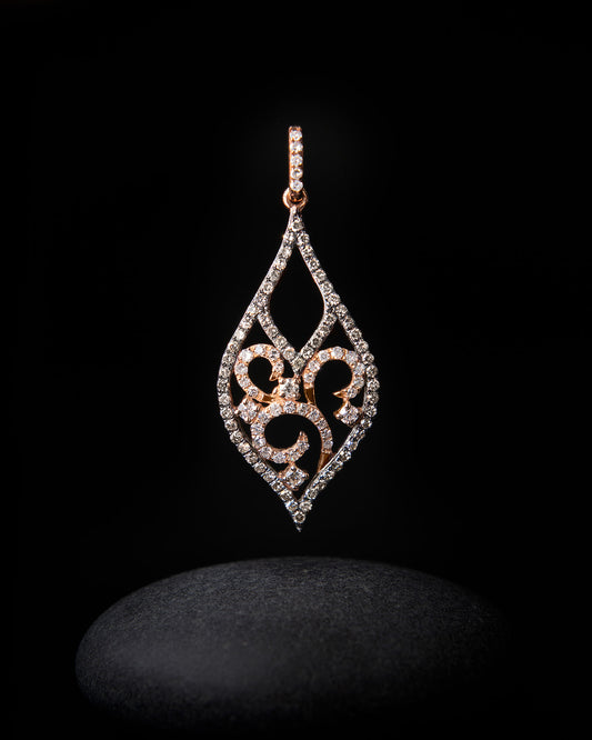 Champagne and White Diamond Pendant in Rose and White Gold