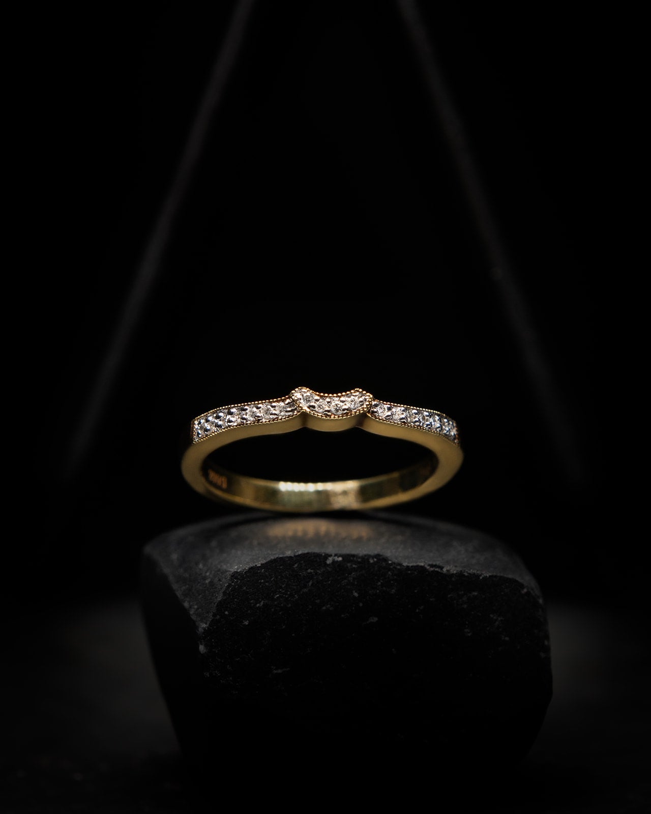 Diamond Smile Wedding Band in Yellow Gold