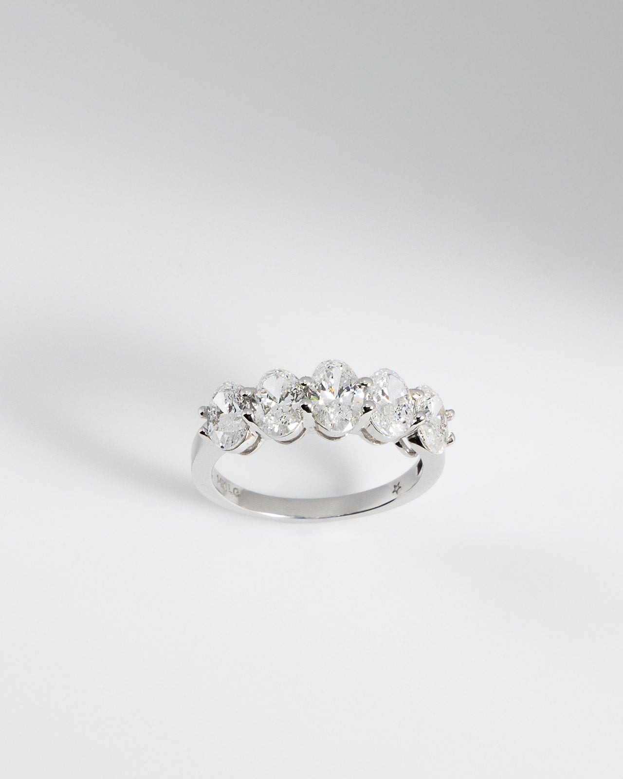 Five Oval Diamond Ring in White Gold