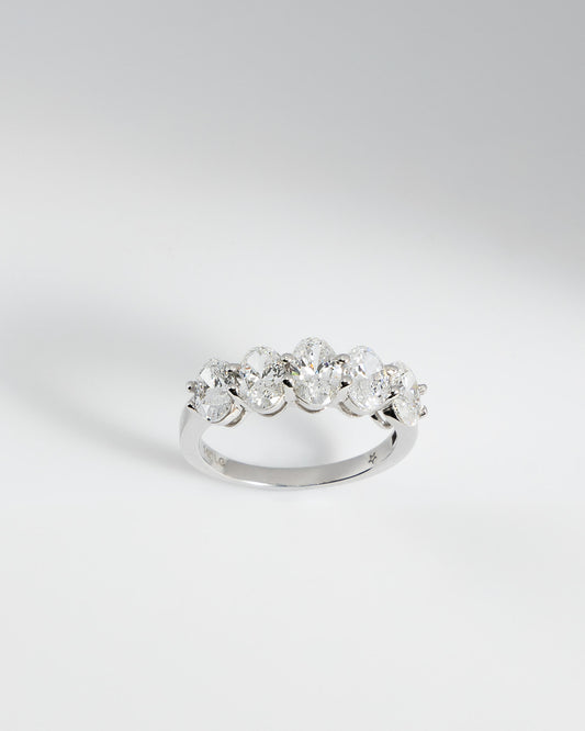 Five Oval Diamond Ring in White Gold