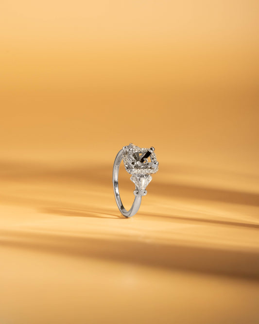 Filigree English Diamond Ring Setting in White Gold