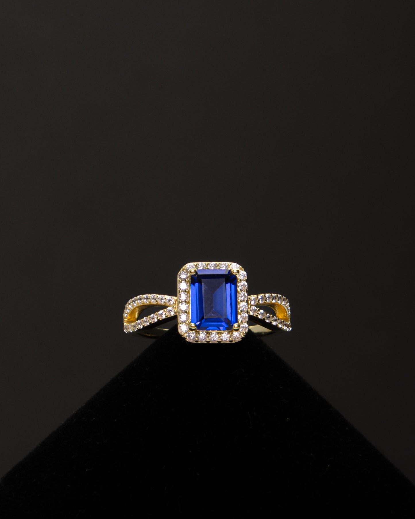 Blue Dreams with CZ Halo in Gold Plated Sterling