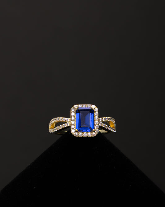 Blue Dreams with CZ Halo in Gold Plated Sterling