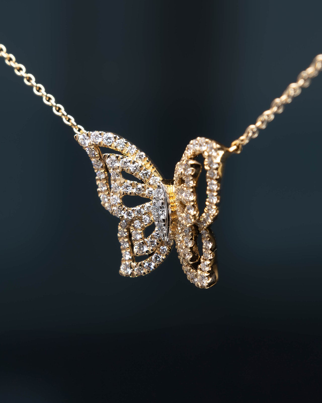 Diamond Butterfly Pendant in Yellow Gold