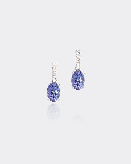 Tanzanite & Diamond Earrings in White Gold