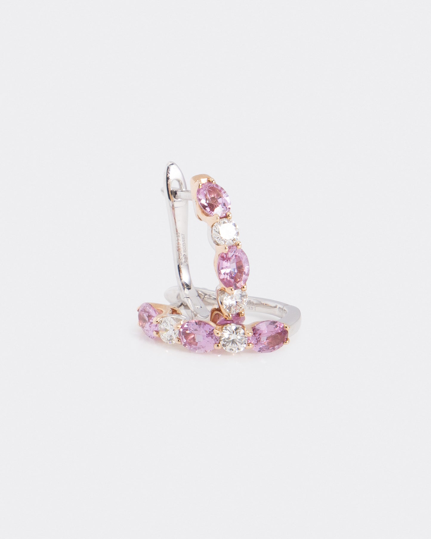 Oval Sapphire & Round Diamond Hoop Earrings in White Gold
