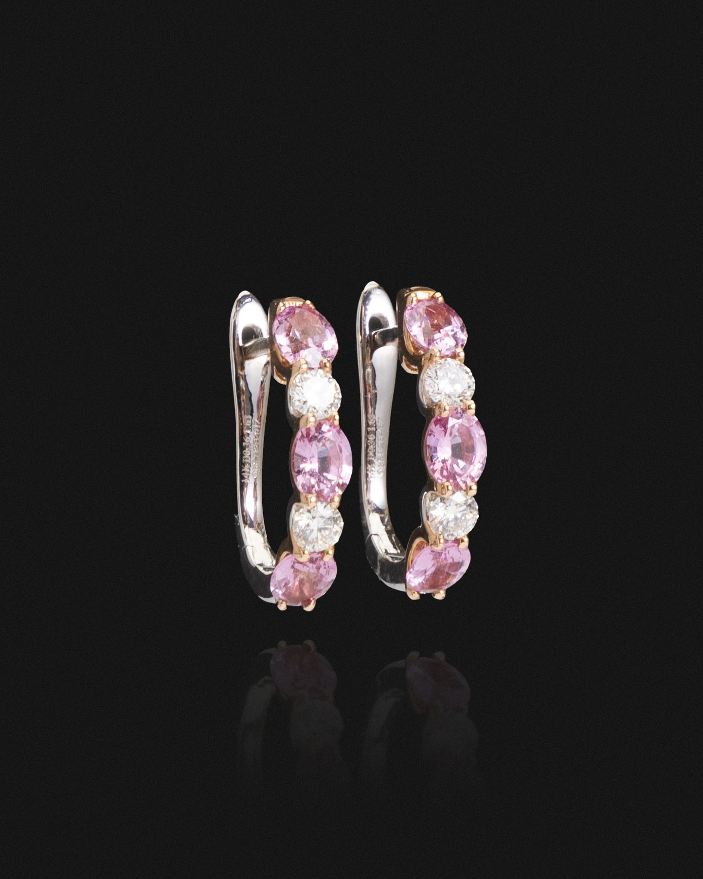Oval Sapphire & Round Diamond Hoop Earrings in White Gold