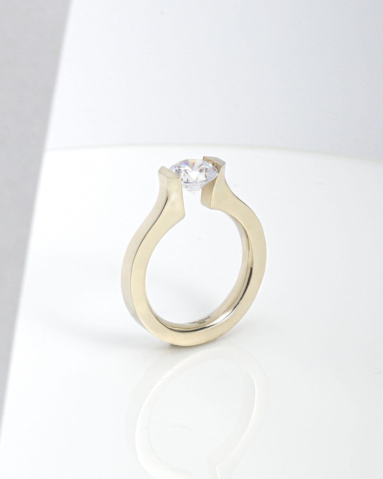 The Balance Tension CZ Ring in White Gold