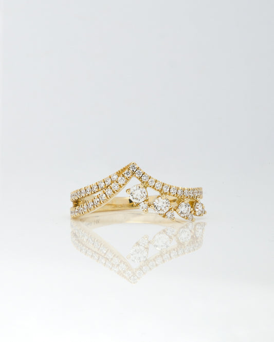 The V Band Diamond Ring in Yellow Gold