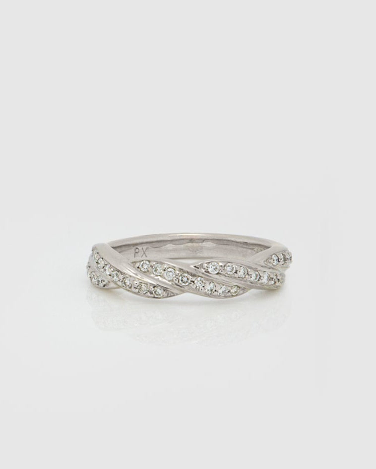 Diamond Twist Ring in White Gold