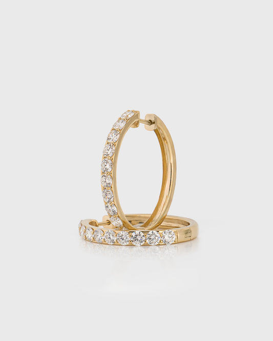 Round Diamond 20mm Earrings in Yellow Gold