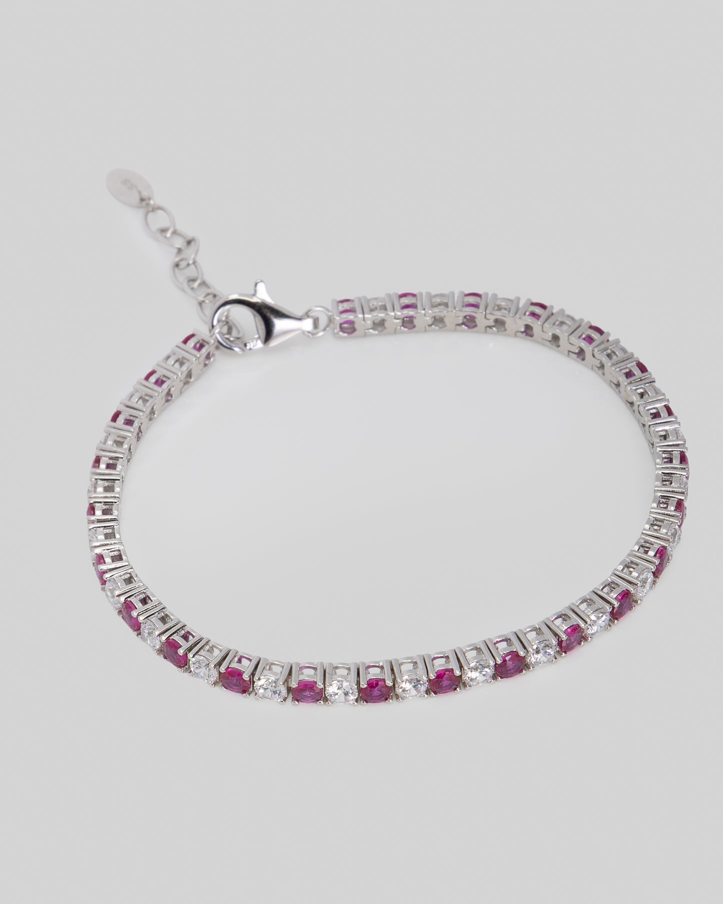 CZ & Red Stones Bracelet in Sterling Silver