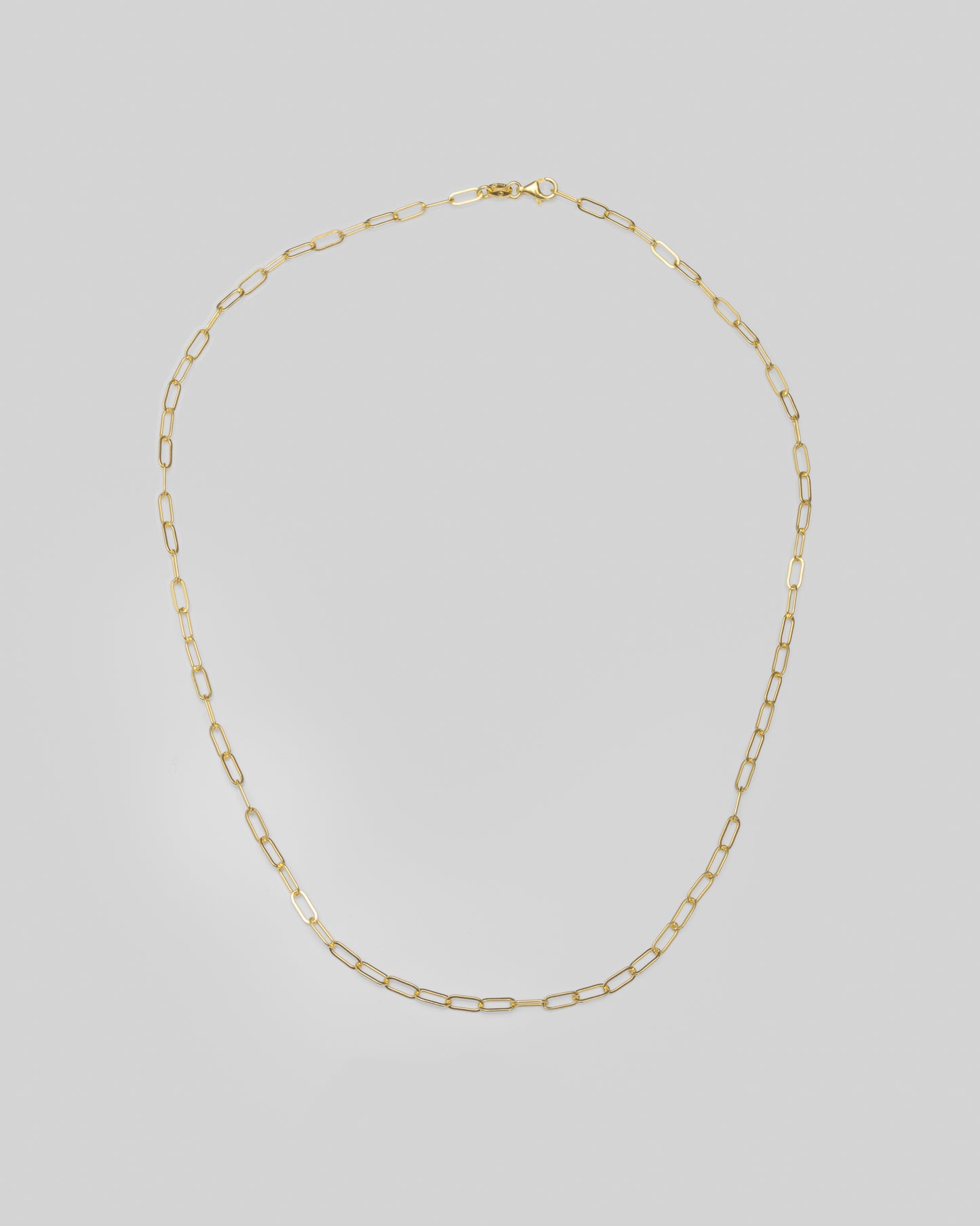 Gold Plated Thin Paperclip Chain in Sterling Silver