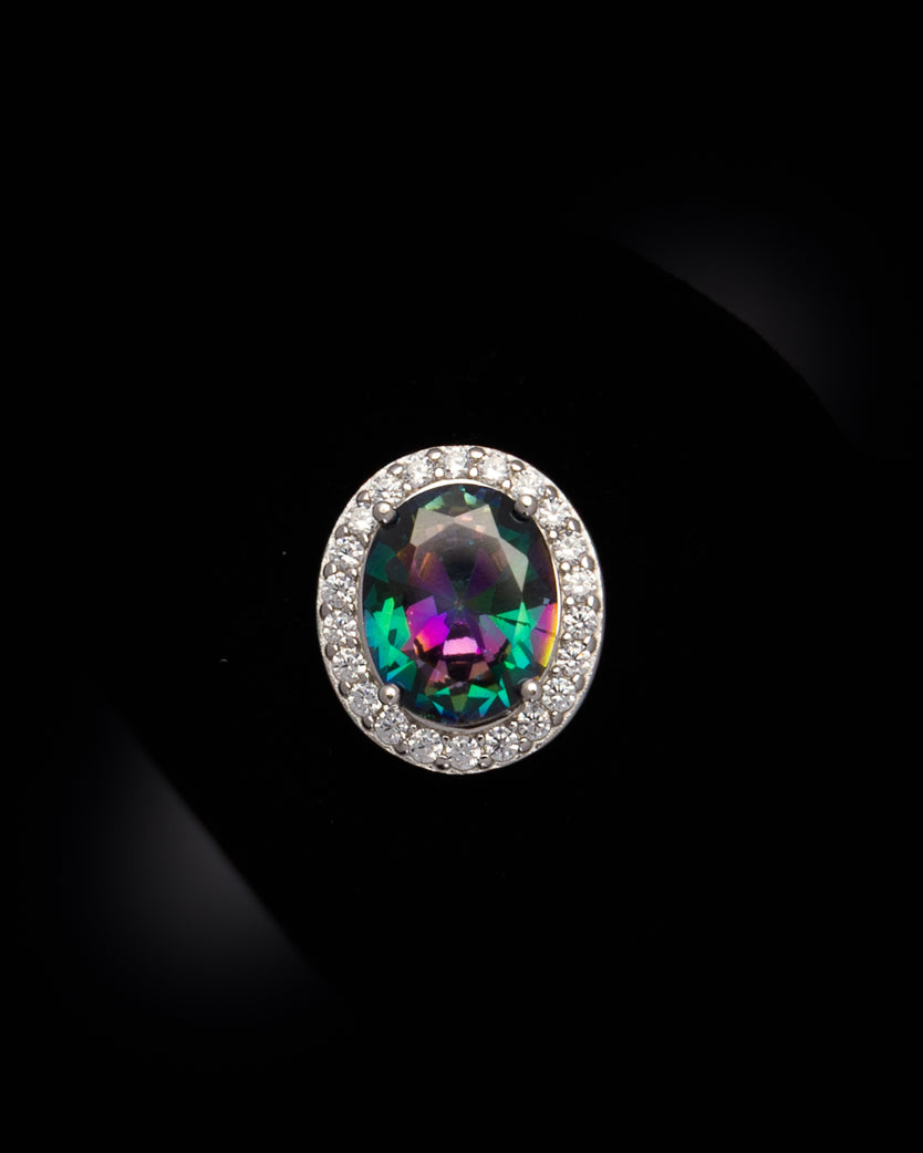 Mystic Topaz & CZ Pendant in Sterling Silver