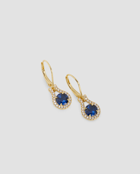 Gold Plated Dangle Earrings with CZ and Lab Stone in Sterling Silver