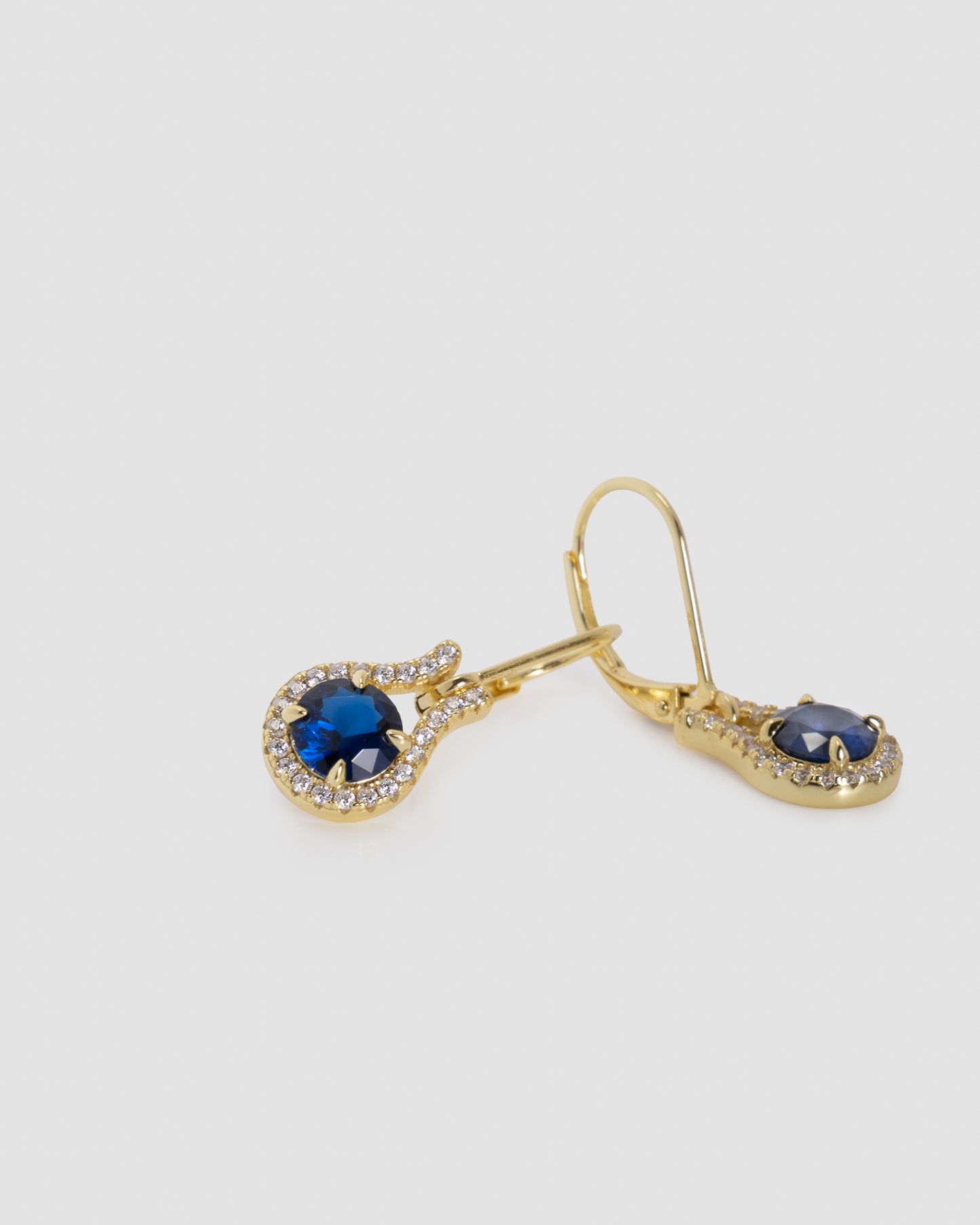 Gold Plated Dangle Earrings with CZ and Lab Stone in Sterling Silver
