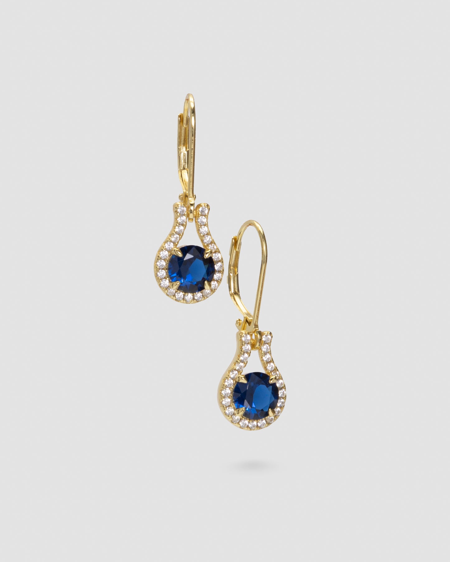 Gold Plated Dangle Earrings with CZ and Lab Stone in Sterling Silver