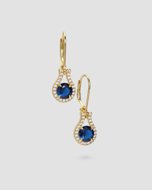 Gold Plated Dangle Earrings with CZ and Lab Stone in Sterling Silver