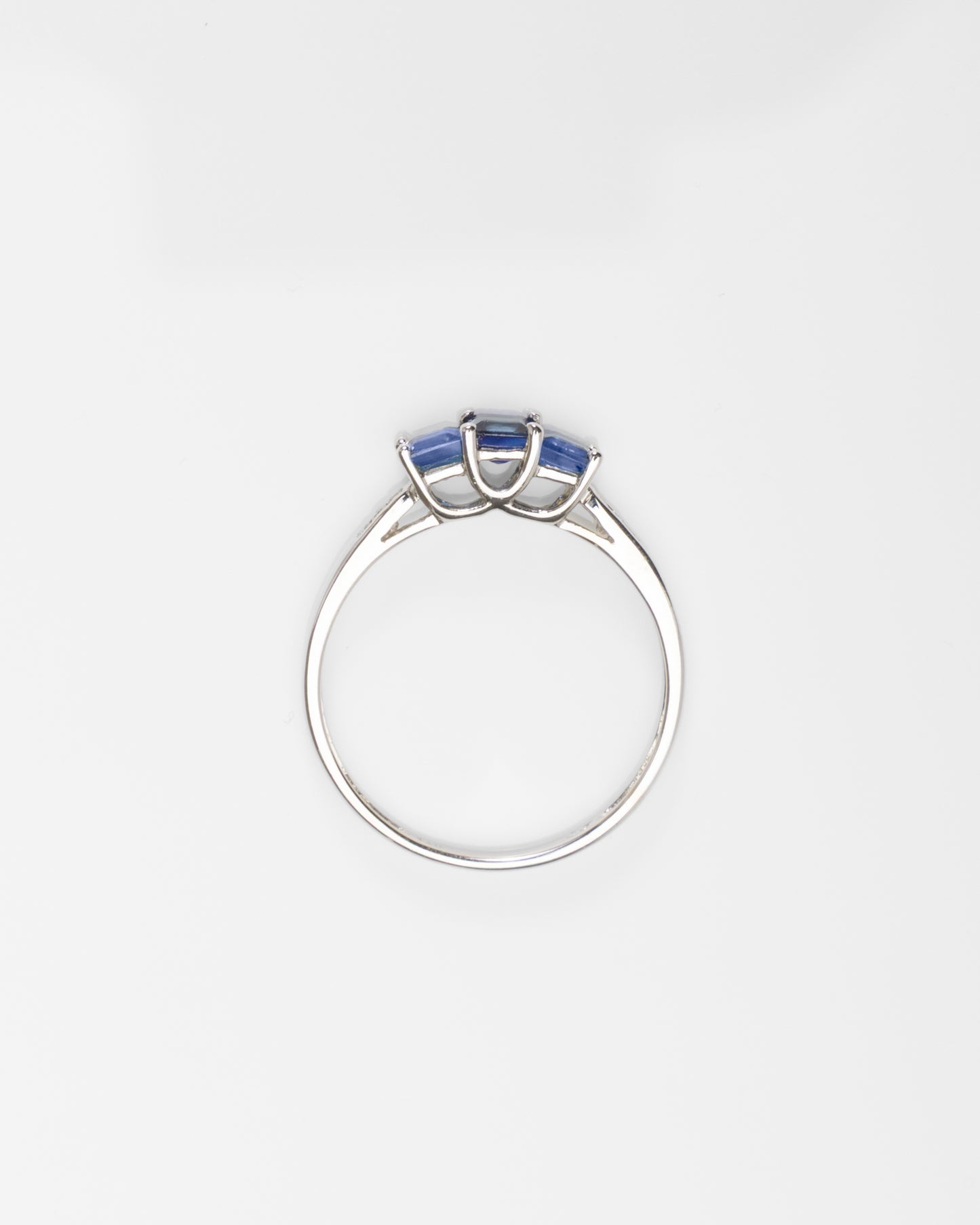 Tri-Sapphire & Diamond Ring in White Gold
