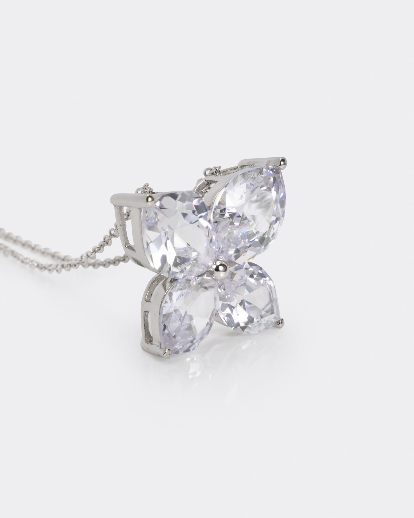 Rhodium Plated Sterling Silver & CZ Butterfly Pendant