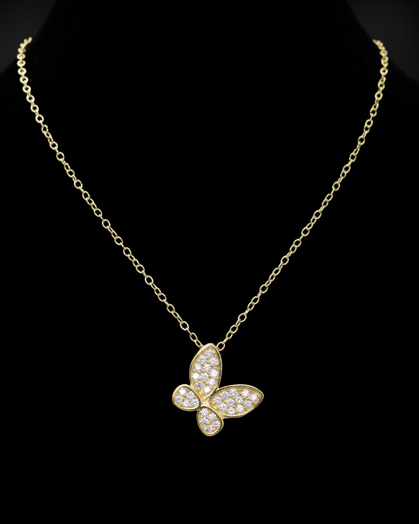CZ Butterfly Pendant in Gold Plated Sterling Silver