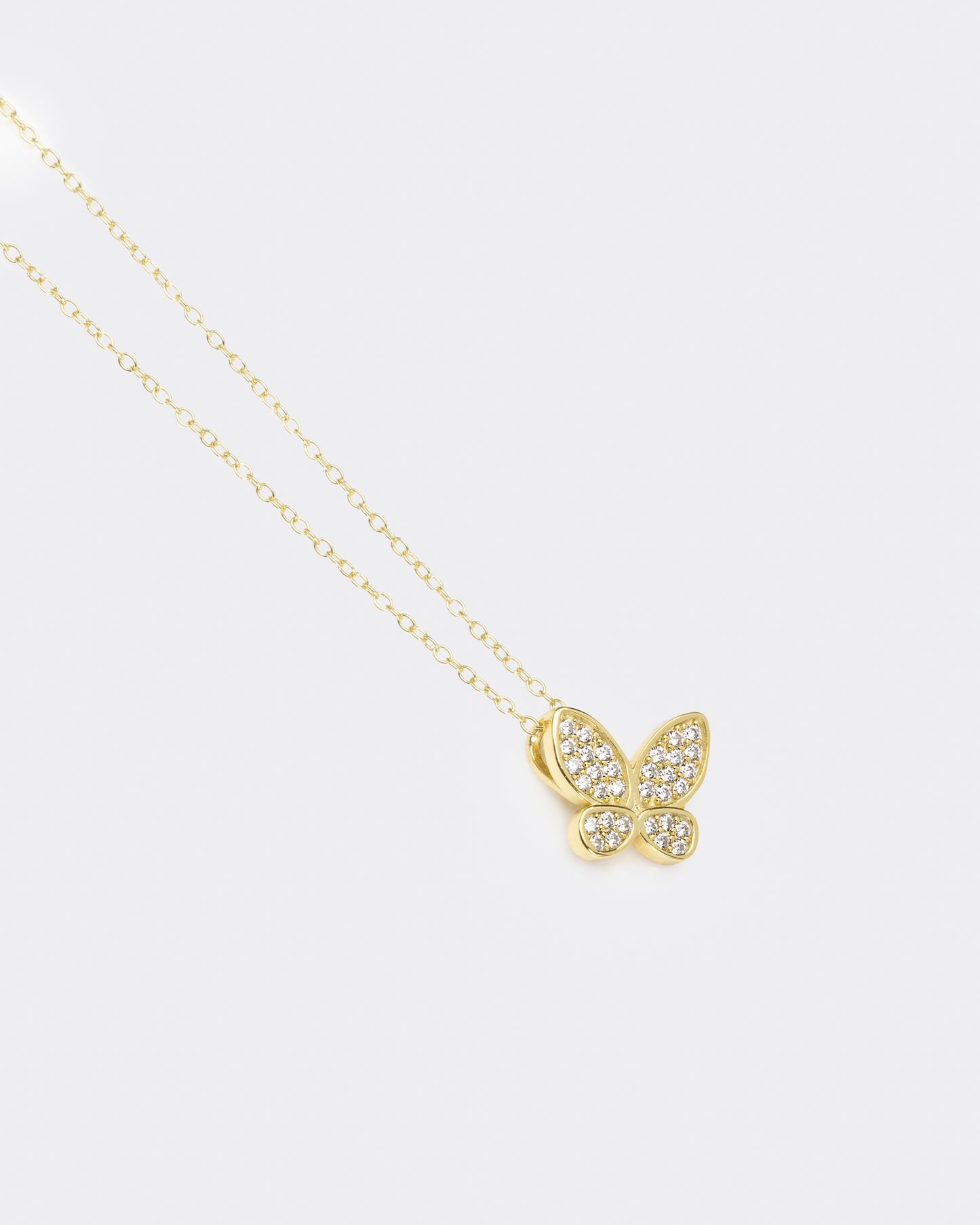 CZ Butterfly Pendant in Gold Plated Sterling Silver