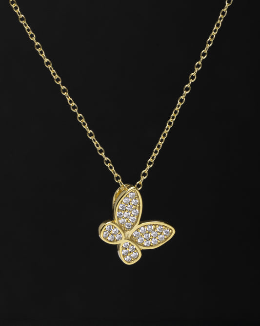 CZ Butterfly Pendant in Gold Plated Sterling Silver