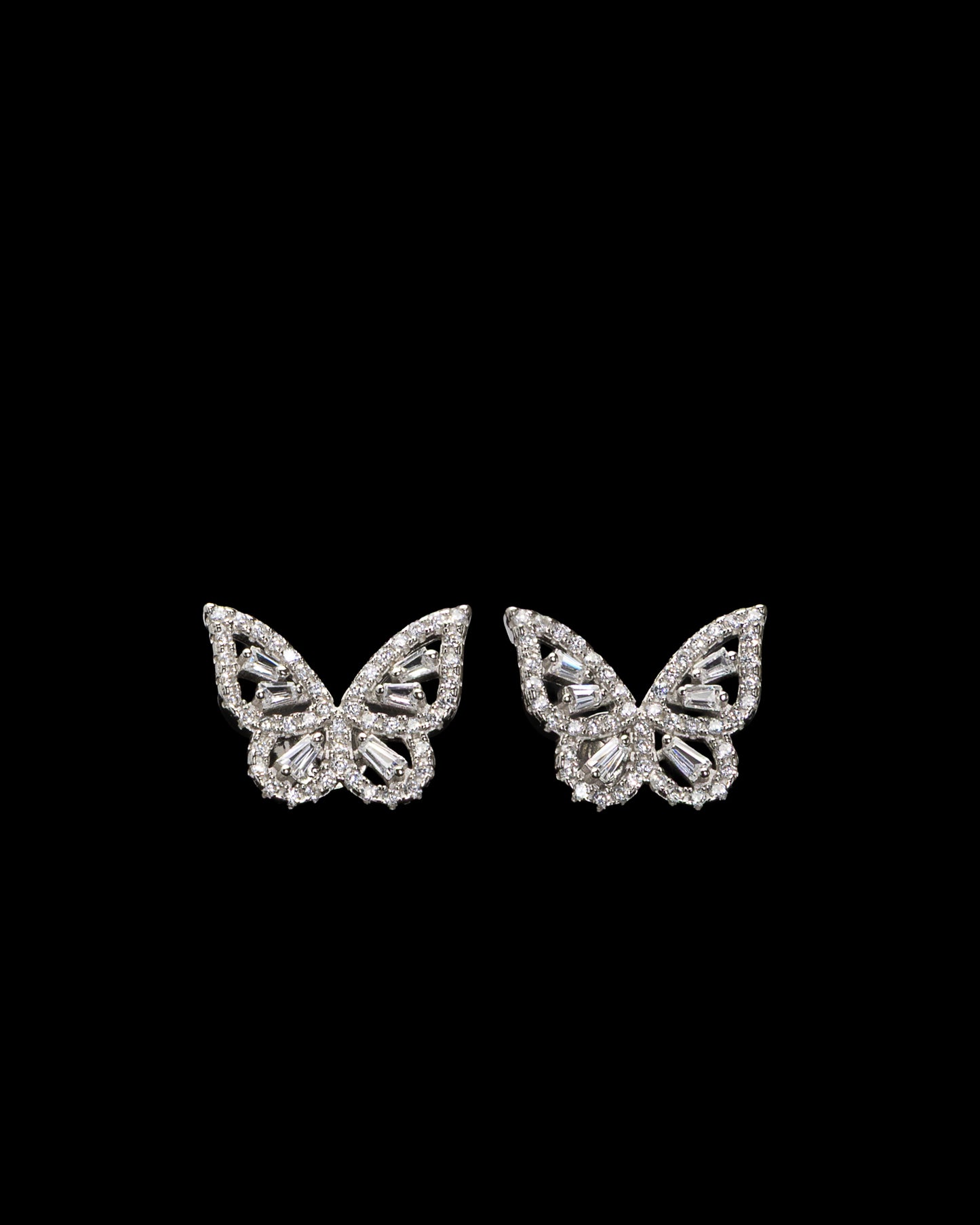 Rhodium-plated Butterfly Stud Earrings in Sterling Silver