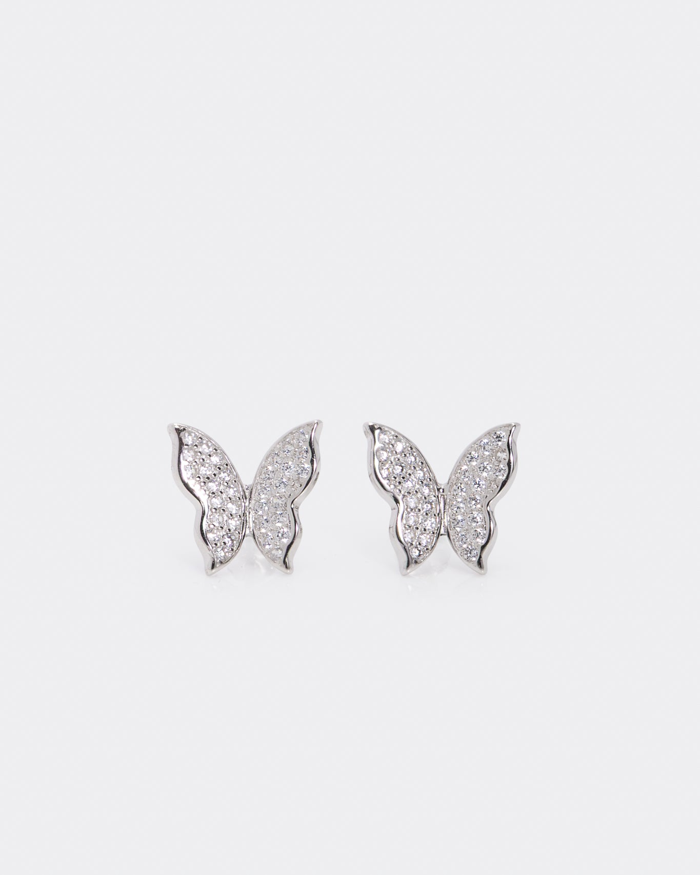 Stylized Butterfly Earrings in Rhodium Plated Sterling Silver