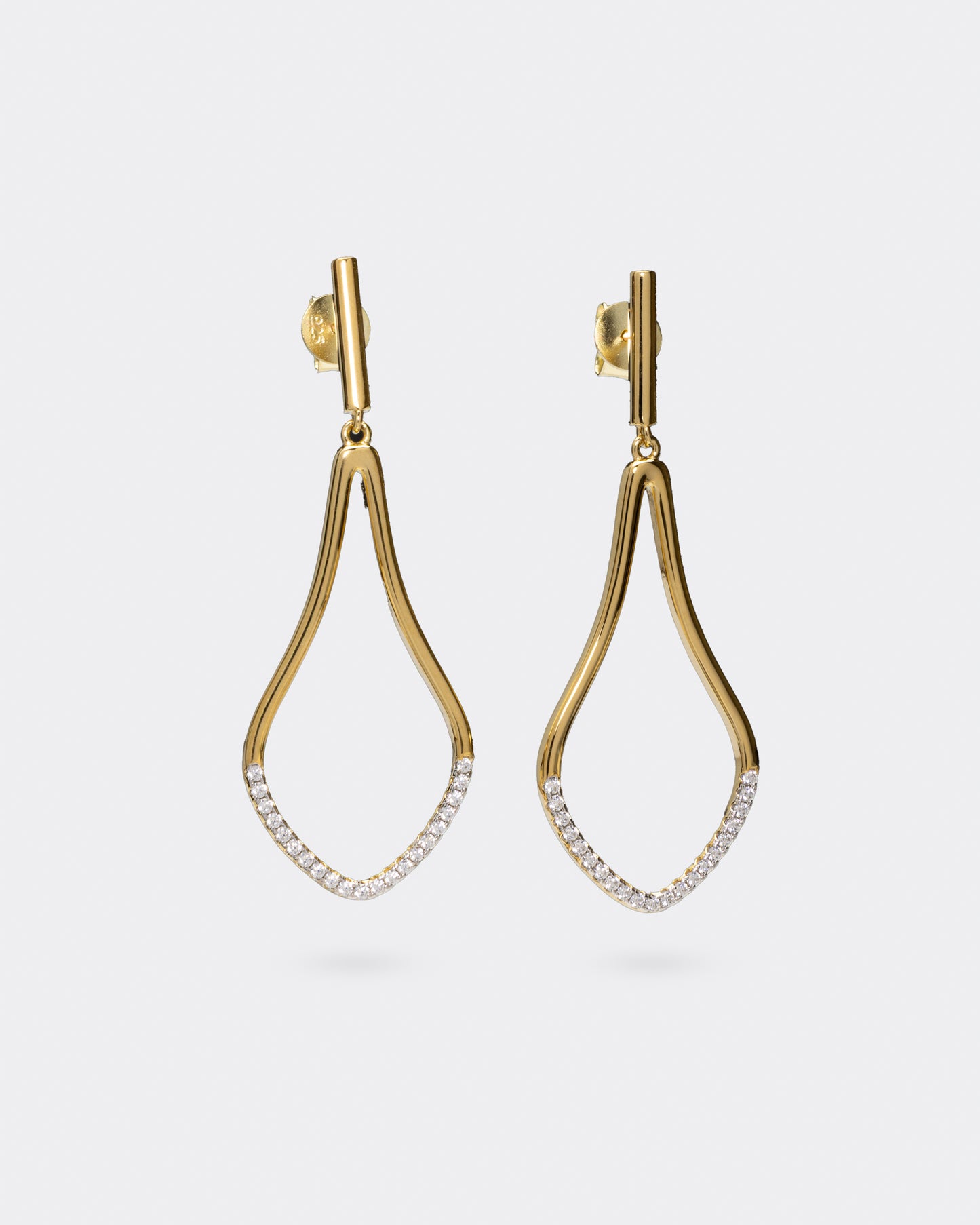 Gold Plated Sterling Silver CZ Dangle Earrings