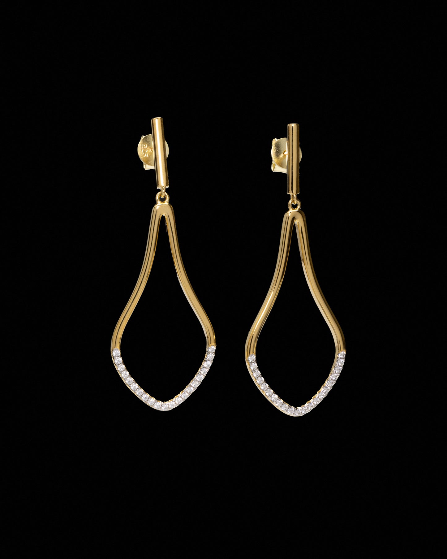 Gold Plated Sterling Silver CZ Dangle Earrings