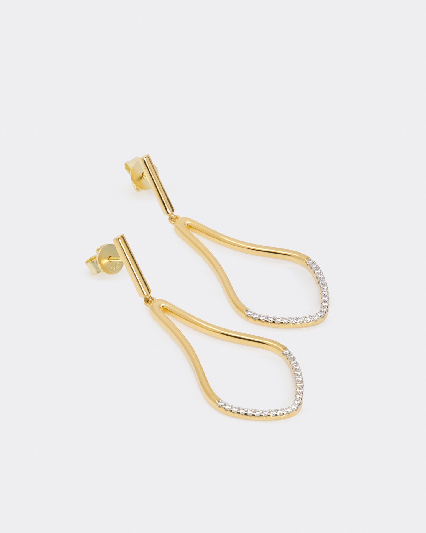 Gold Plated Sterling Silver CZ Dangle Earrings