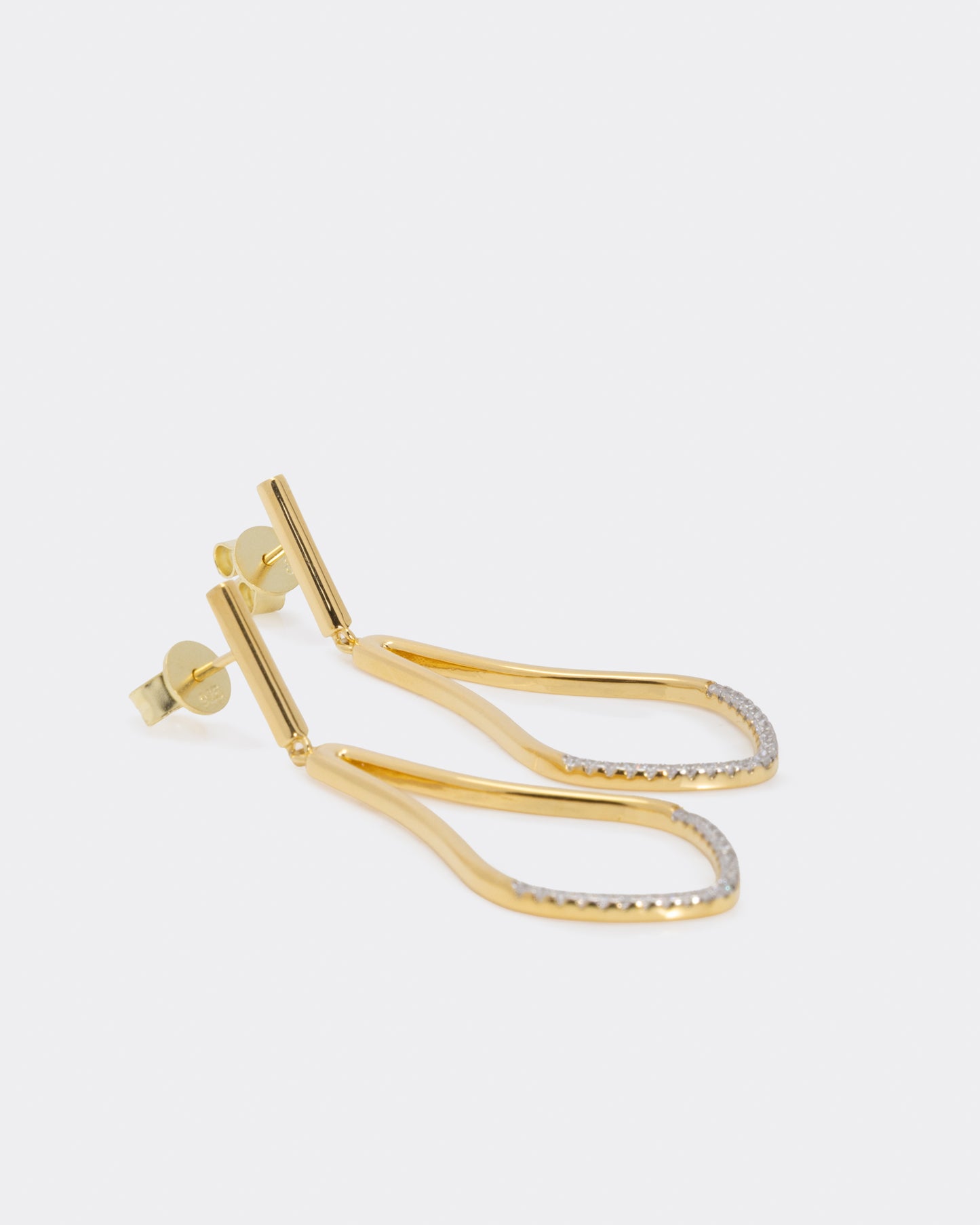 Gold Plated Sterling Silver CZ Dangle Earrings